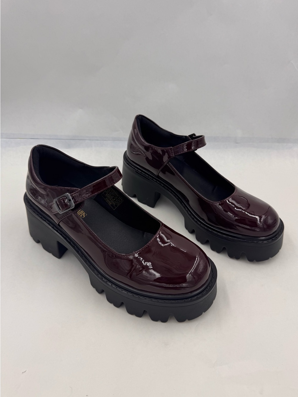 Dream Pairs Burgundy Patent Mary Jane Platform Heels, Size 10